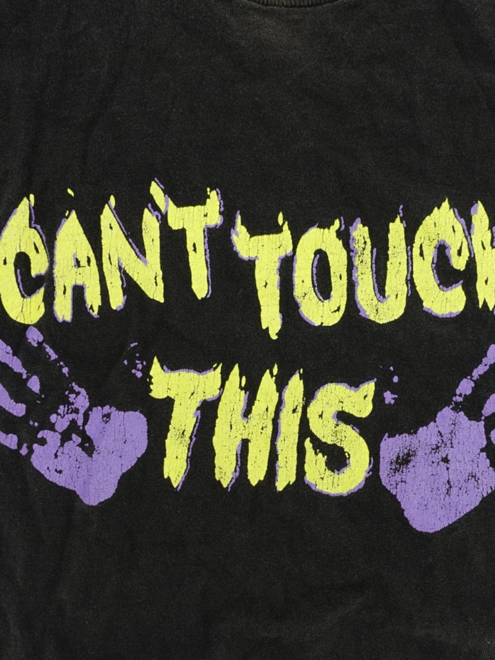 Vintage 90s Can't Touch This Graphic Tee Faded Black Handprint